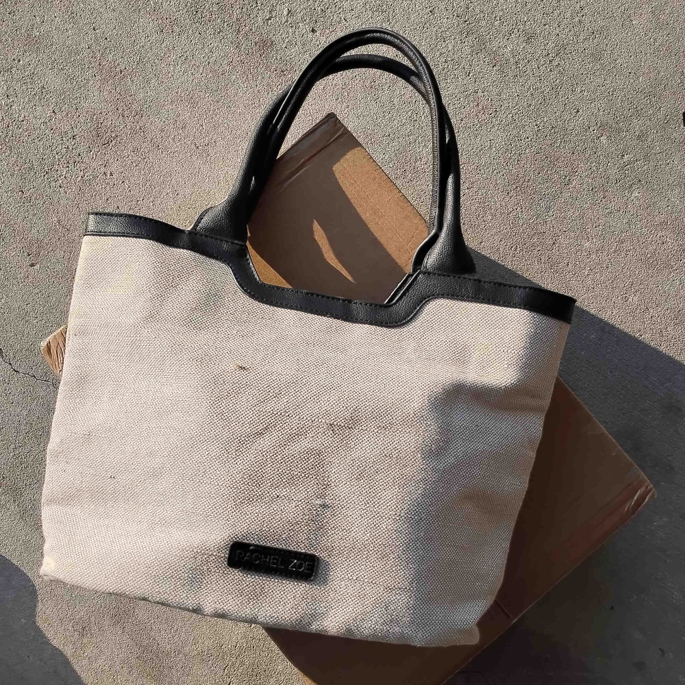 Like New Rachel Zoe Cream Canvas/Linen Tote Shoulder Bag